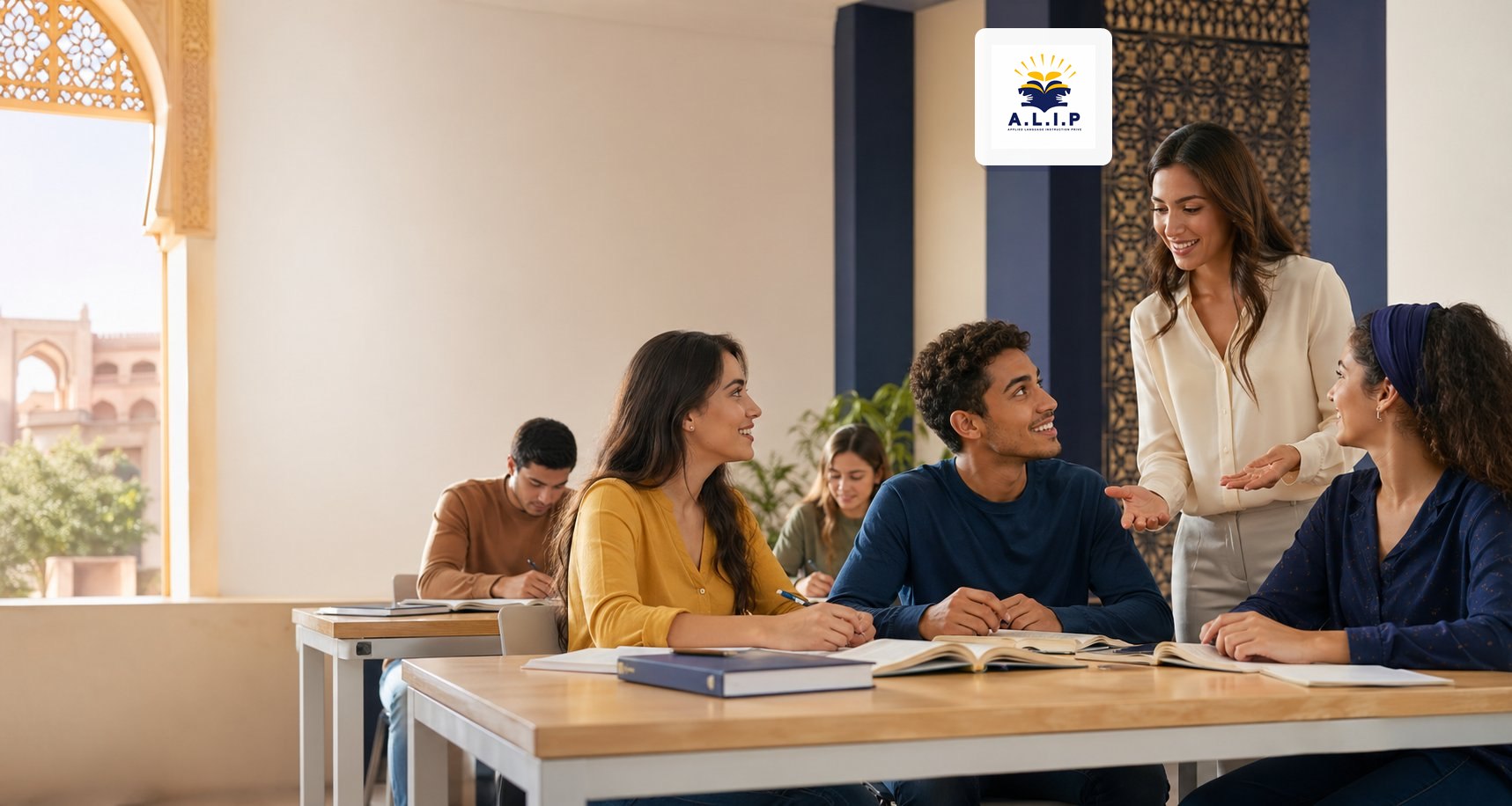 Étudiants en cours de langue à Marrakech avec ALIP
